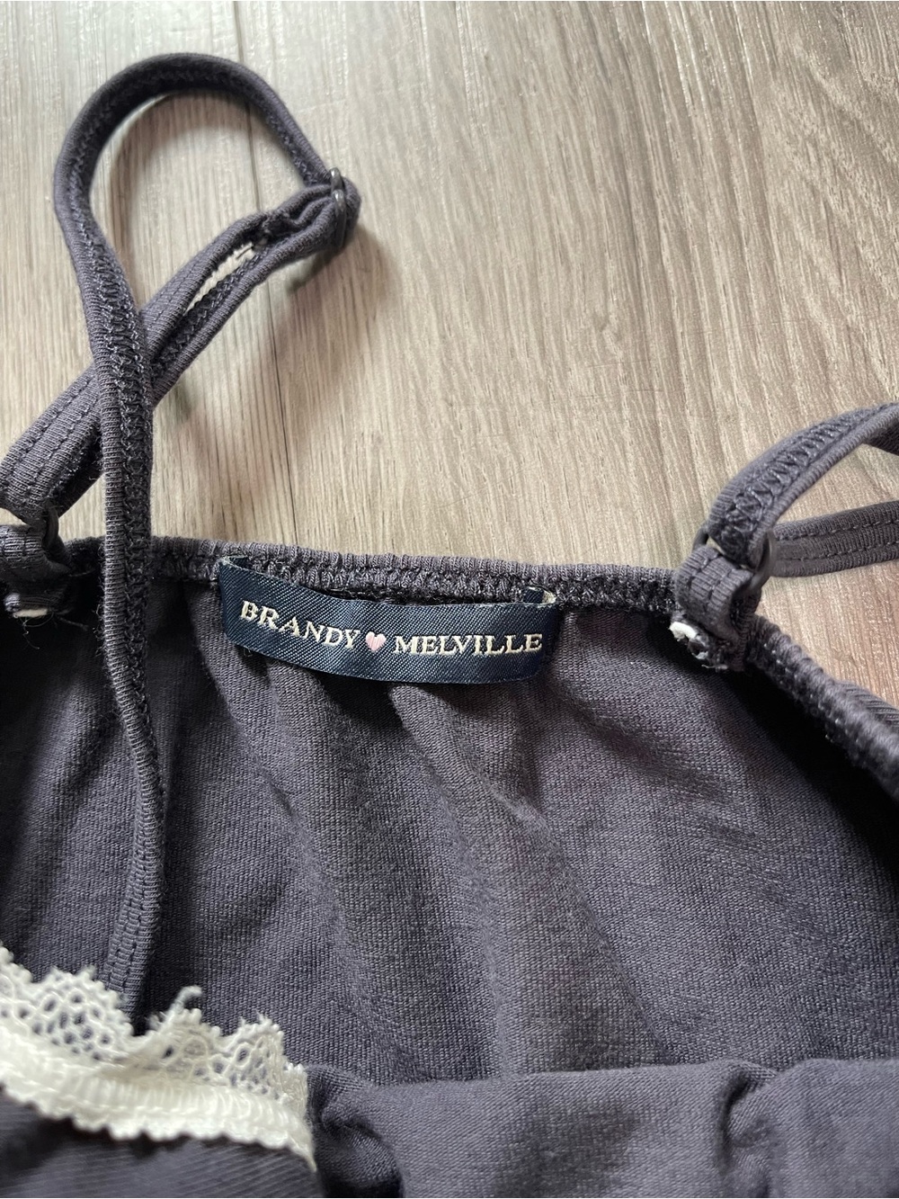 Brandy Melville Lace Trim Black babydoll Cami Tank Top - Picture 2 of 2